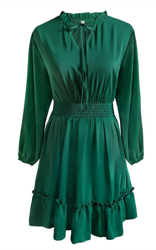 Vintage Long Sleeves A Line Fall Dresses-Dresses-Green-S-Free Shipping at meselling99