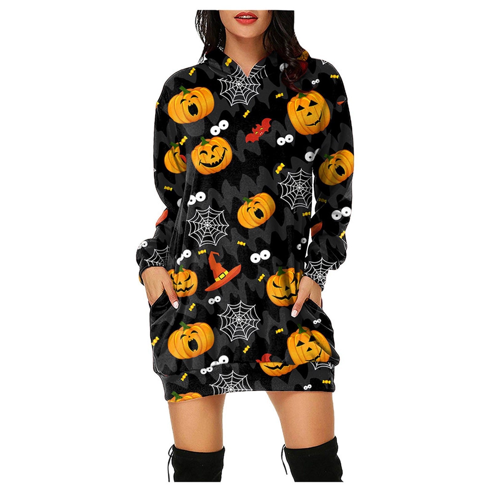Halloween Pumpkin Design Pullover Hoodies for Women-Shirts & Tops-C-S-Free Shipping at meselling99