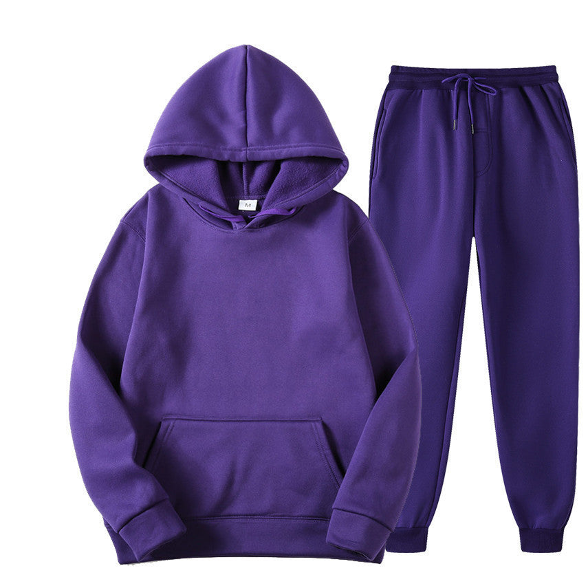 Casual Pullover Hoodies and Sports Pants Sets for Women and Men-Suits-Purple-S-Free Shipping at meselling99