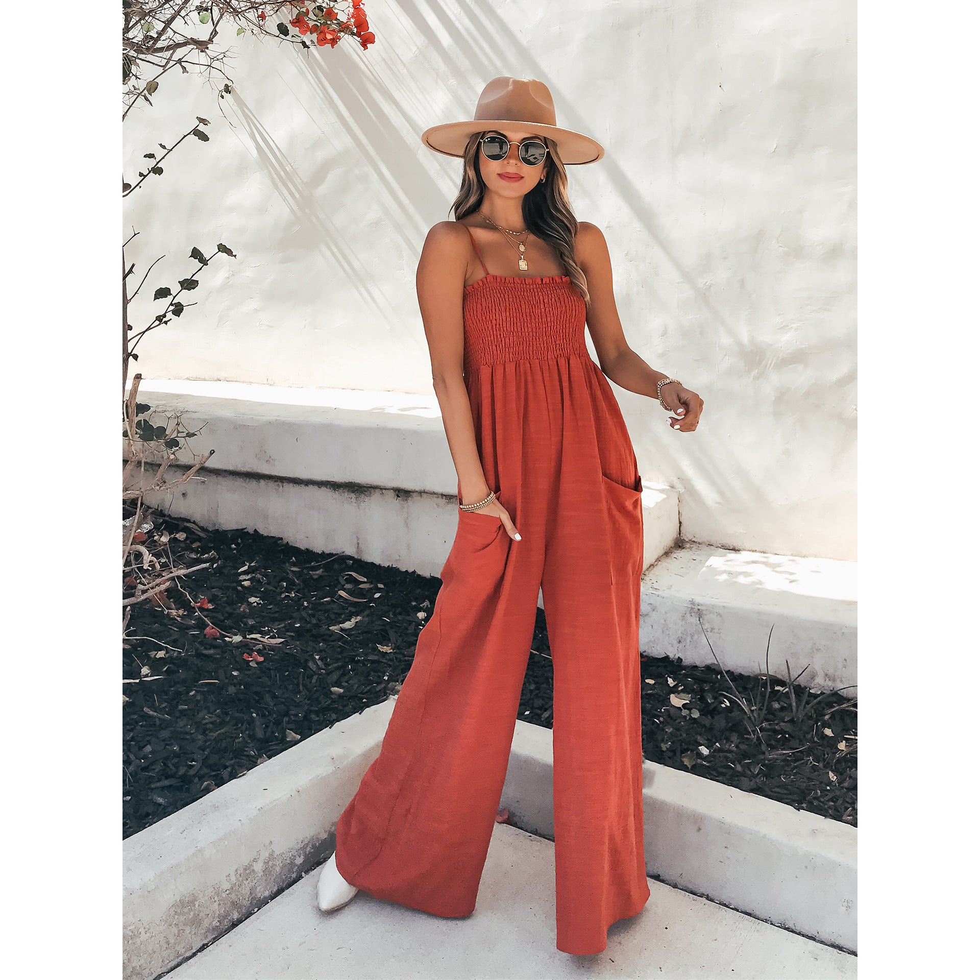 Sexy Leisure Holidy Loose Jumpsuits-Red-S-Free Shipping at meselling99