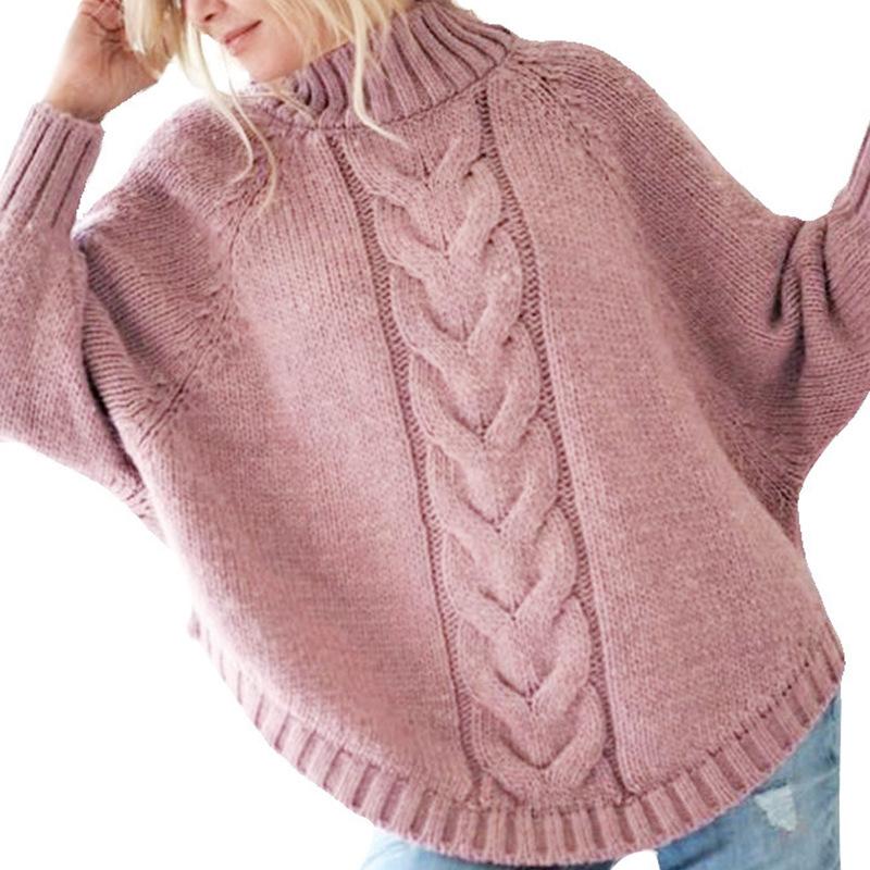 Leisure Knitting Bat Sleeves Sweaters-Women Sweaters-Pink-S-Free Shipping at meselling99
