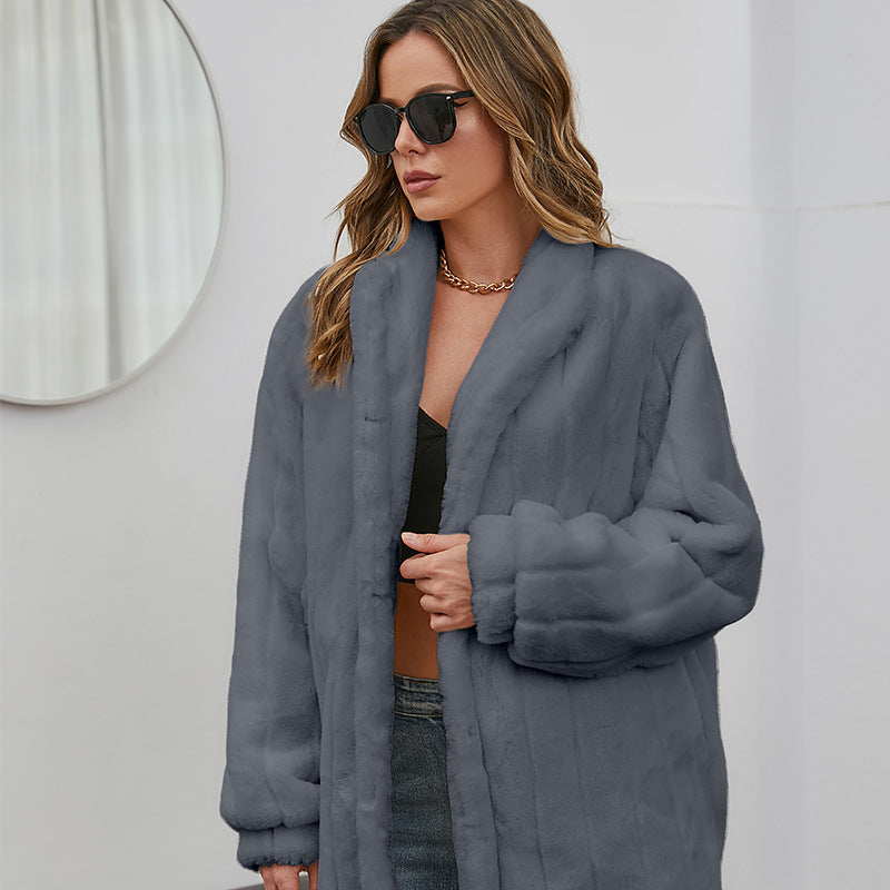 Winter Velvet Artificial Fur Coats for Women-Coats & Jackets-Dark Gray-S-Free Shipping at meselling99