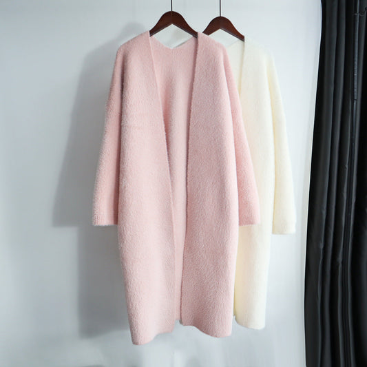 Classy Women Mink Wool Design Long Outerwear-Outerwear-Pink-One Size-Free Shipping at meselling99