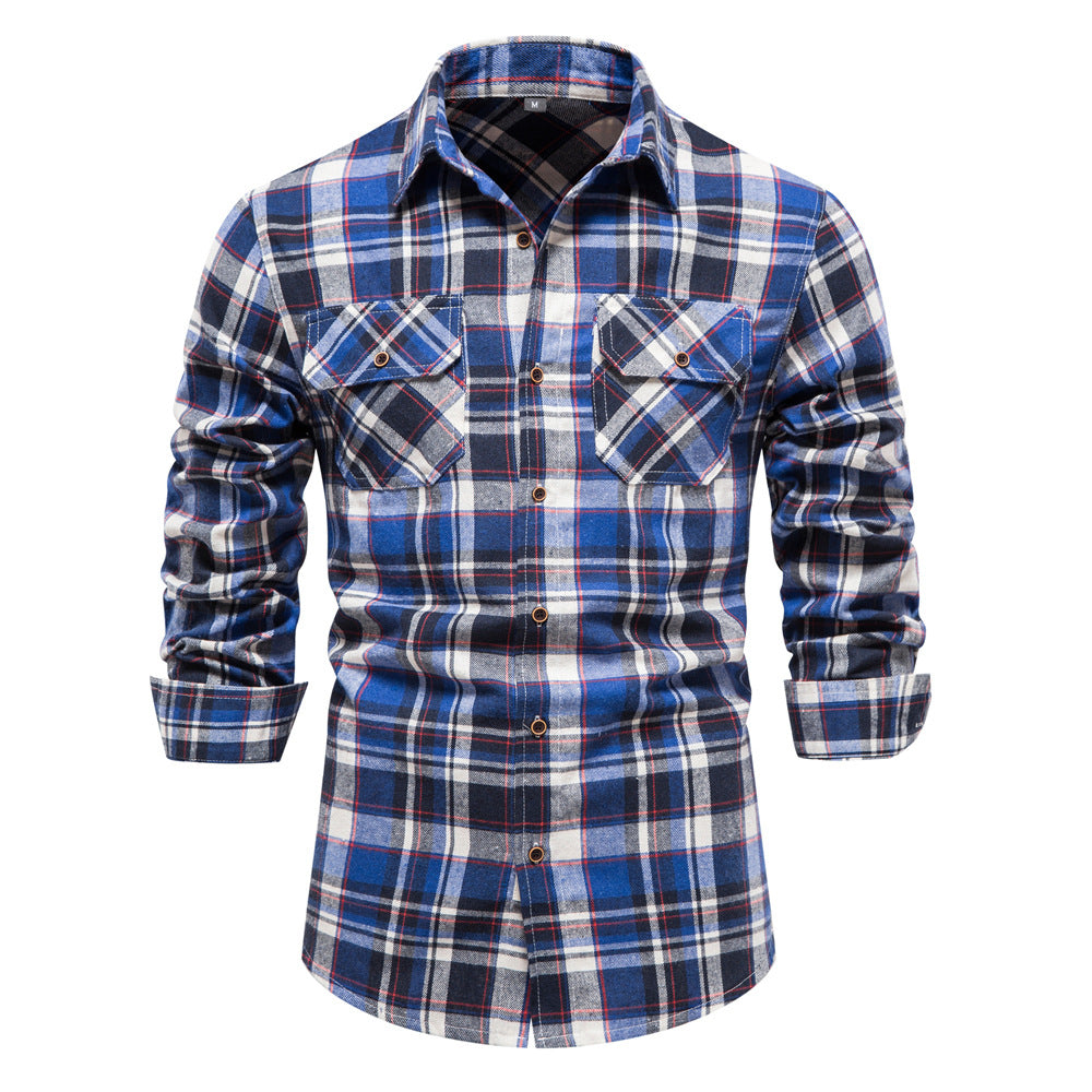 Fall Plaid Long Sleeves Shirts for Men-Shirts & Tops-F-S-Free Shipping at meselling99
