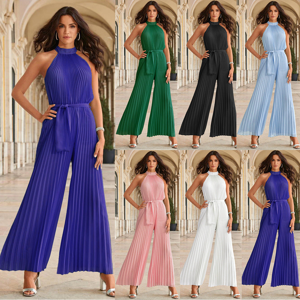 Sexy Halter Summer Wide Legs Jumpsuits for Women-Suits-Free Shipping at meselling99
