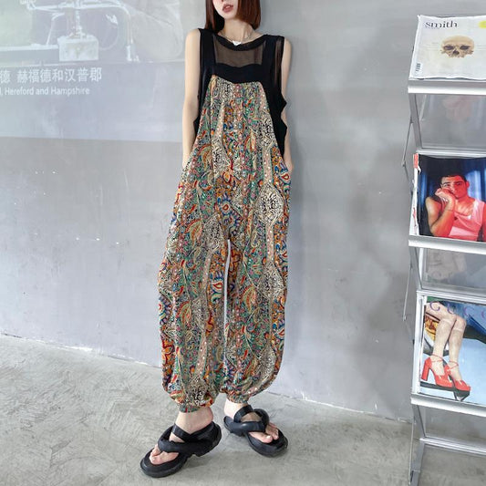 Summer Casual Newspaper Design Jumpsuits--Free Shipping at meselling99