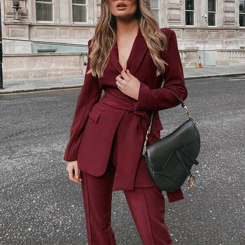 Fashion Two Pieces Outfits for Women-Suits-Wine Red-S-Free Shipping at meselling99