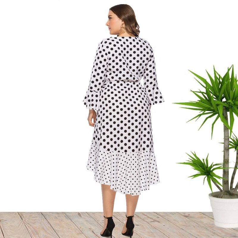 Summer Polk Dot Print Plus Sizes Dresses-Plus Size Dresses-Free Shipping at meselling99