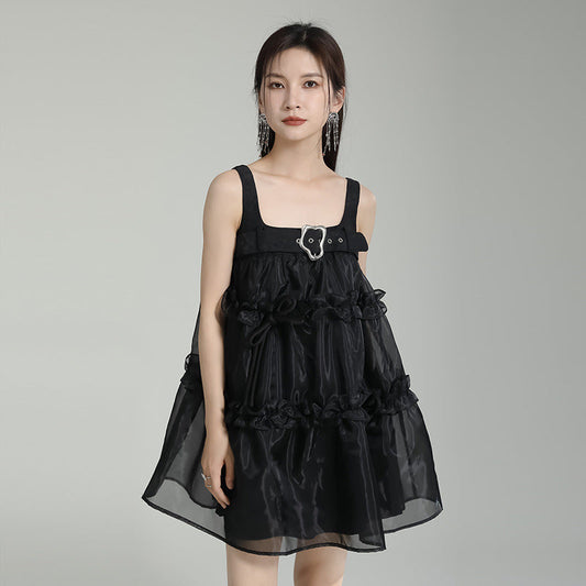 Designed Spaghetti Straps Black Short Dresses-Dresses-Free Shipping at meselling99