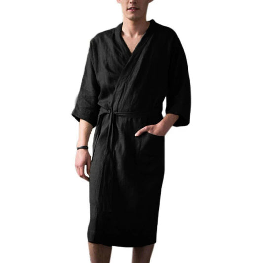 Comfortable Long Robe Homewear for Men-Black-S-Free Shipping at meselling99