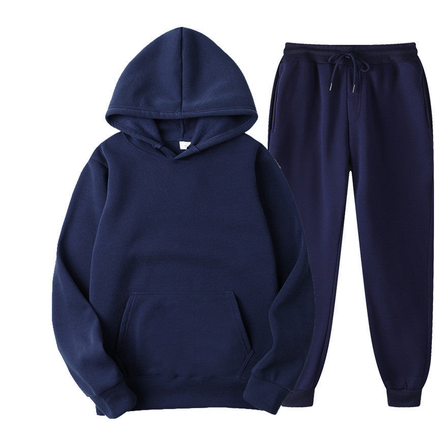 Casual Pullover Hoodies and Sports Pants Sets for Women and Men-Suits-Navy Blue-S-Free Shipping at meselling99