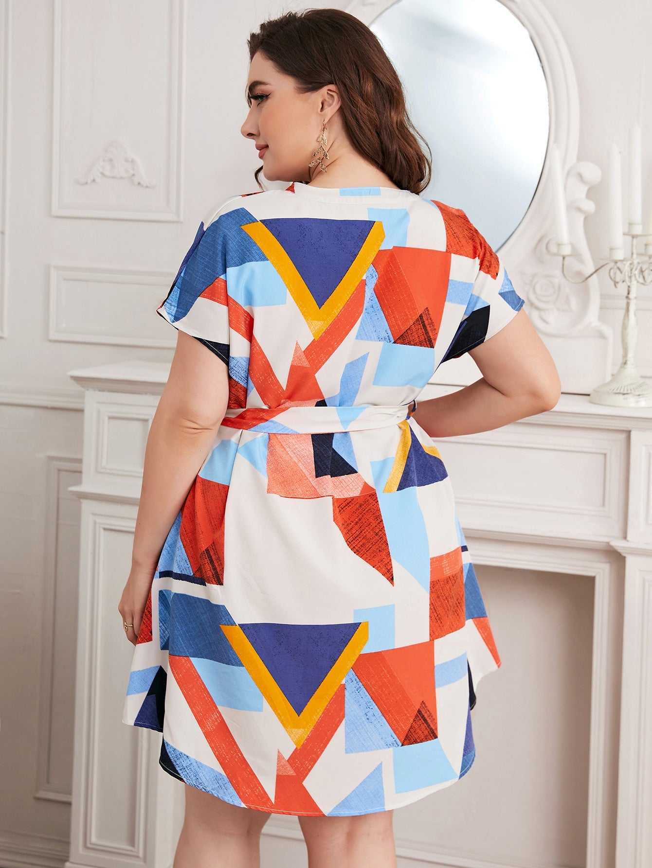 Summer Geometry Designed Plus Sizes Women Dresses-Dresses-Free Shipping at meselling99