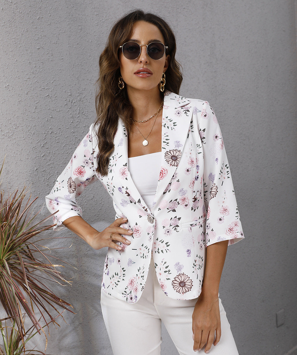Women Floral Print Turnover Collar Fall Blazers-Women Blazers-Style4-S-Free Shipping at meselling99