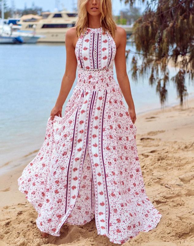 Meselling99 Women Bomemia Floral Print Backless Dresses-Maxi Dreses-Floral-S-Free Shipping at meselling99