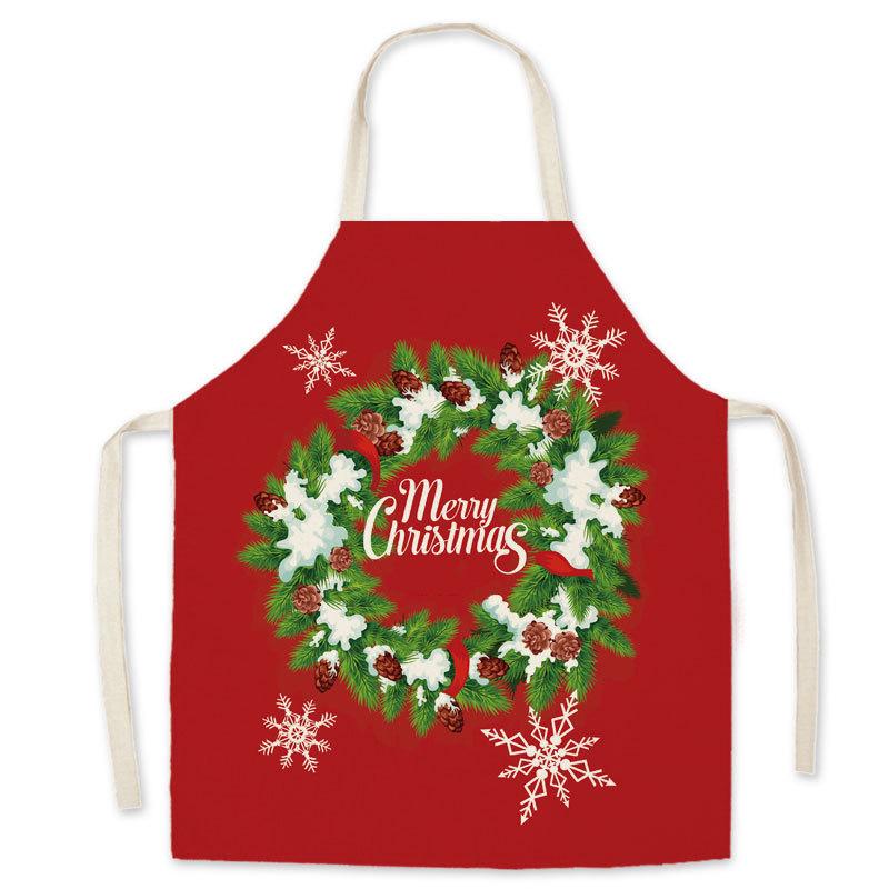 Merry Christmas Parent and Kids Linen Arpons-Aprons-Flower-65x75 cm-Free Shipping at meselling99