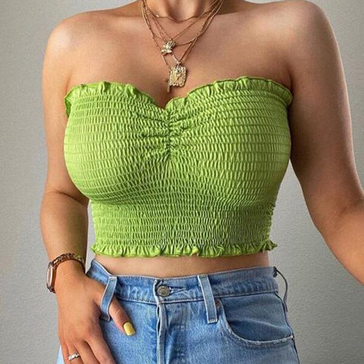 Women Summer Strapless Sheath Crop Tops-1-S-Free Shipping at meselling99