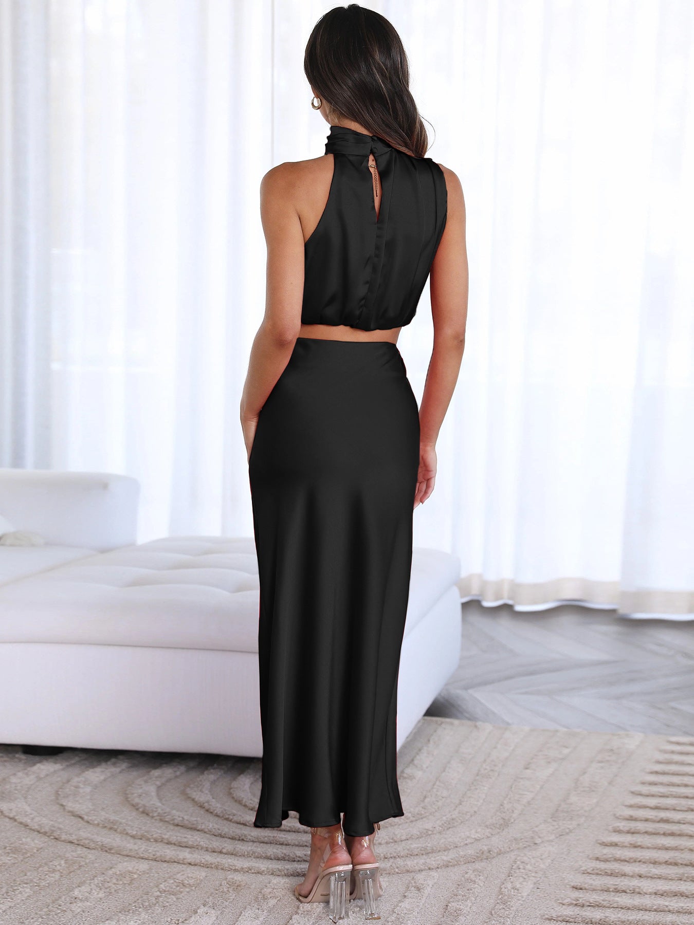 Sexy High Neck Tops and Long Skirts Two Pieces Evening Dresses-Dresses-Free Shipping at meselling99