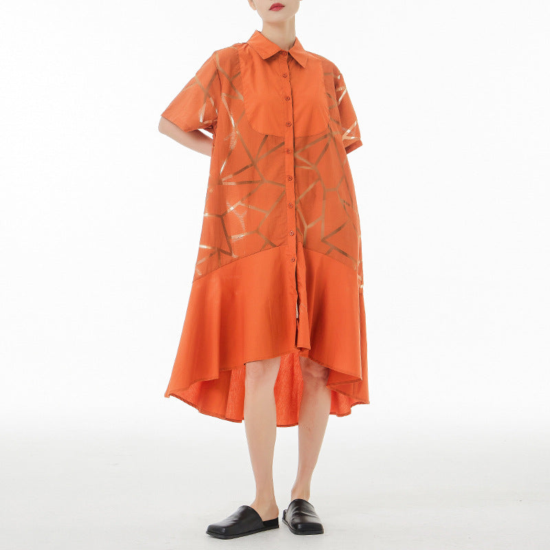 Vintage Summer Short Sleeves Irregular Long Shirts Dresses-Dresses-Free Shipping at meselling99
