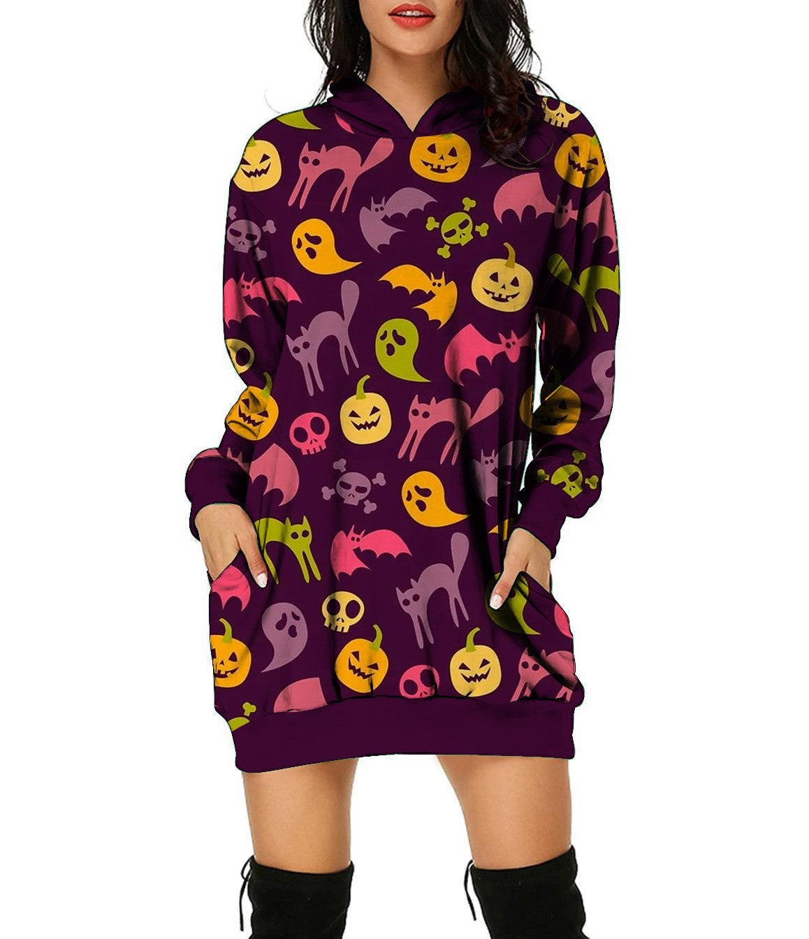 Halloween Pumpkin Design Pullover Hoodies for Women-Shirts & Tops-G-S-Free Shipping at meselling99