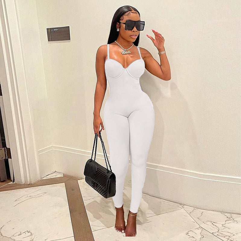 Sexy High Waist Casual Women Sports Jumpsuits-Suits-White-S-Free Shipping at meselling99