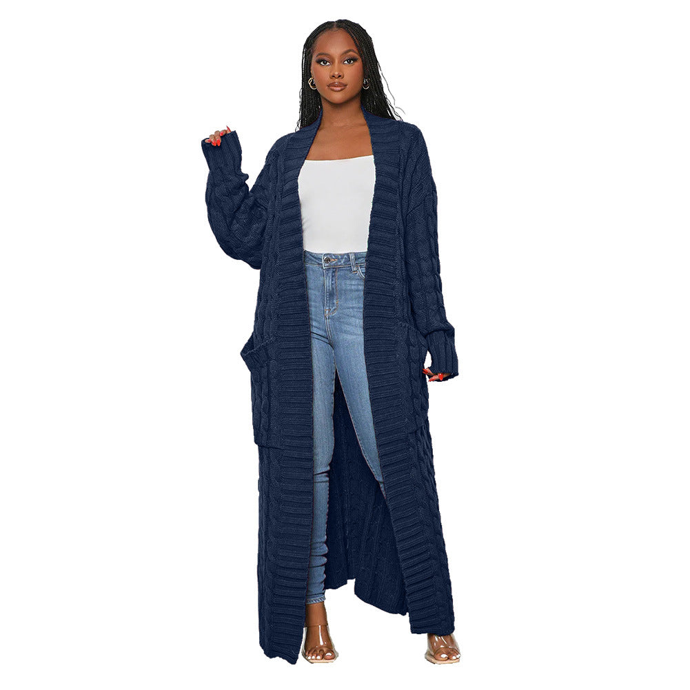 Casual Long Knitting Cardigan Overcoats for Women-Dark Blue-S-Free Shipping at meselling99