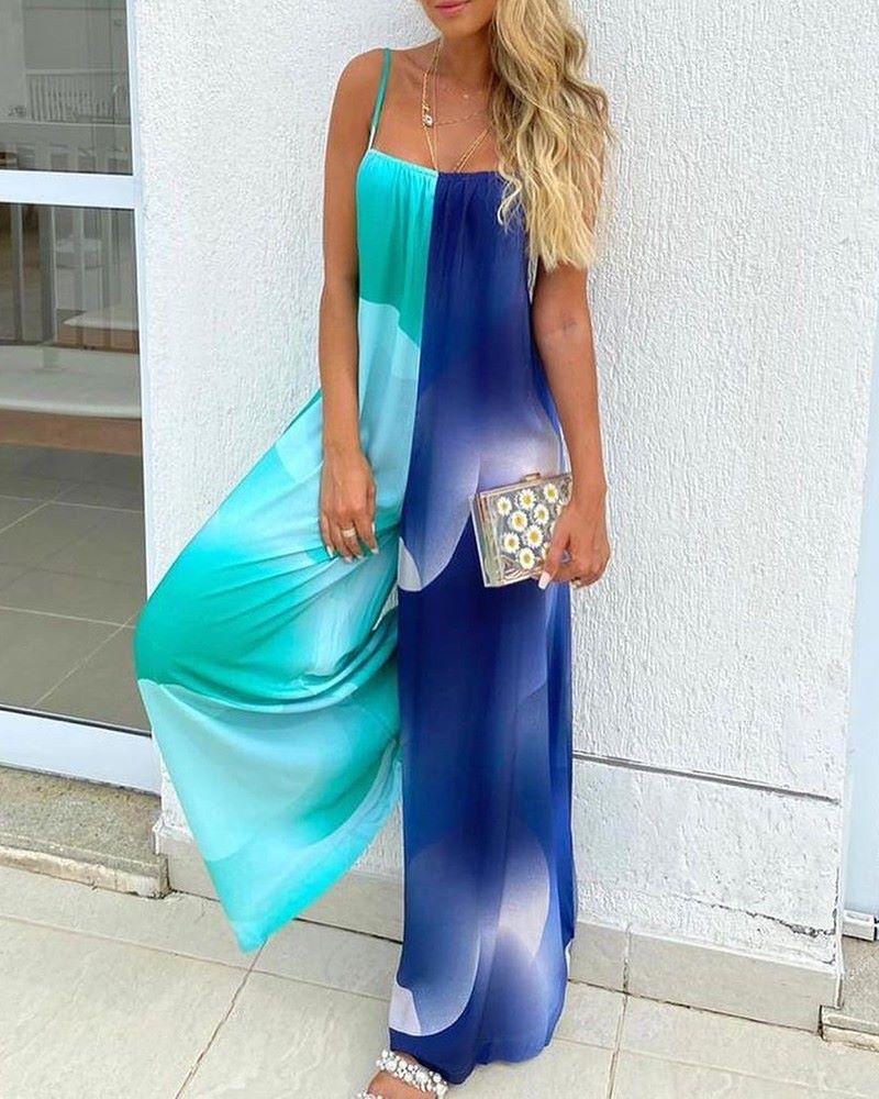 Casual Women High Waist Loose Jumpsuits-Blue-S-Free Shipping at meselling99