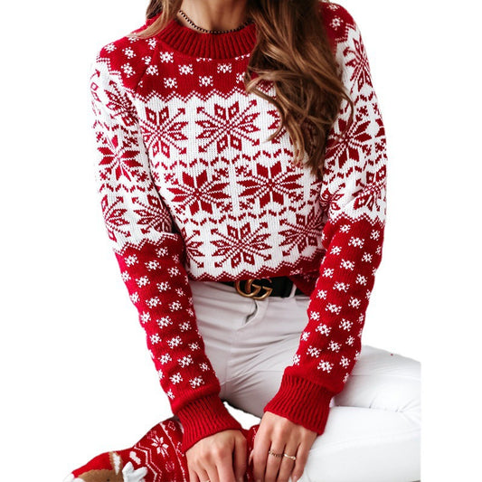 Casual Women Christmas Snowflake Kntted Sweaters-Shirts & Tops-Free Shipping at meselling99