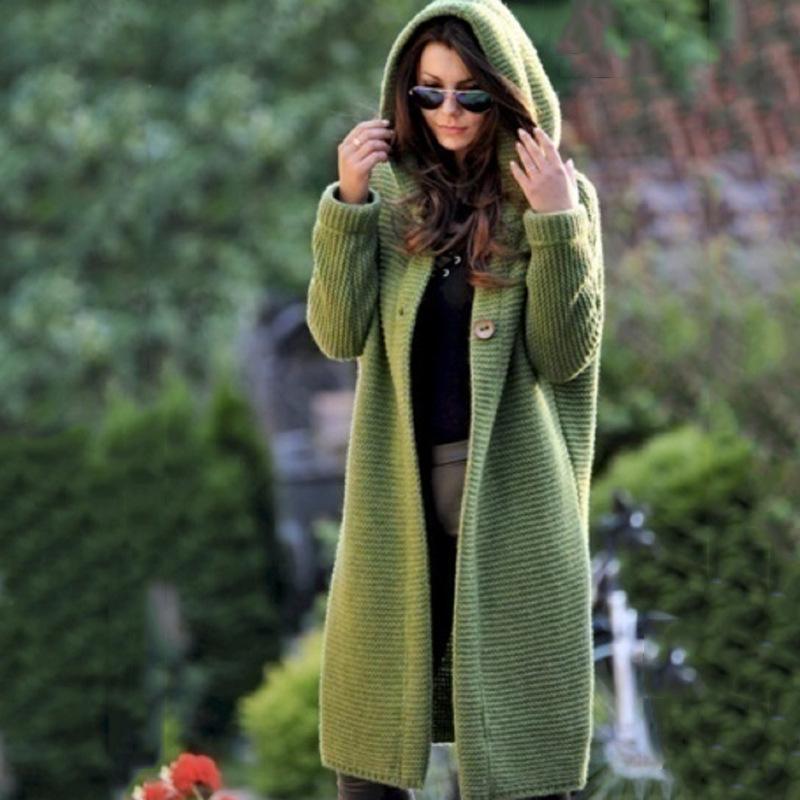 Fall Kntting Long Knitting Cardigan Sweaters-Green-S-Free Shipping at meselling99