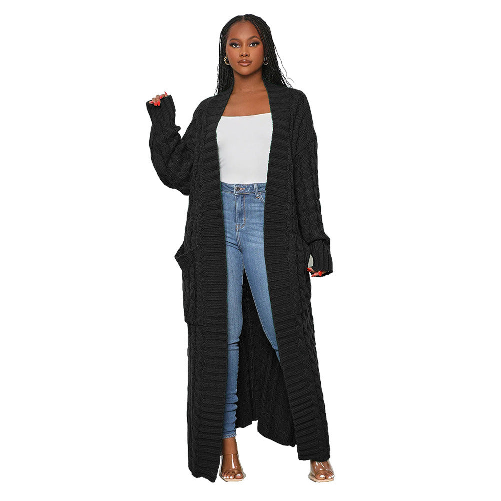 Casual Long Knitting Cardigan Overcoats for Women-Black-S-Free Shipping at meselling99