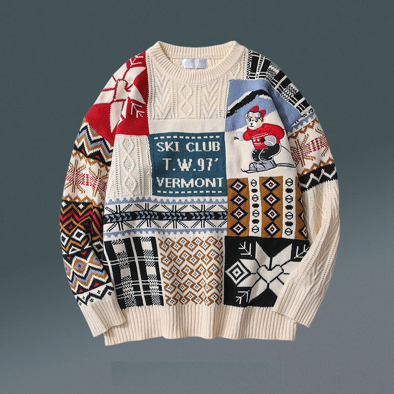 Winter Christmas Bear Casual Knitting Sweaters-Shirts & Tops-Apricot-S-Free Shipping at meselling99