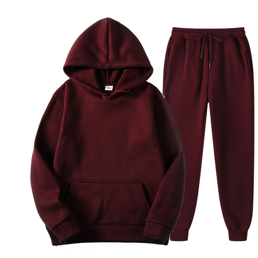 Casual Pullover Hoodies and Sports Pants Sets for Women and Men-Suits-Wine Red-S-Free Shipping at meselling99