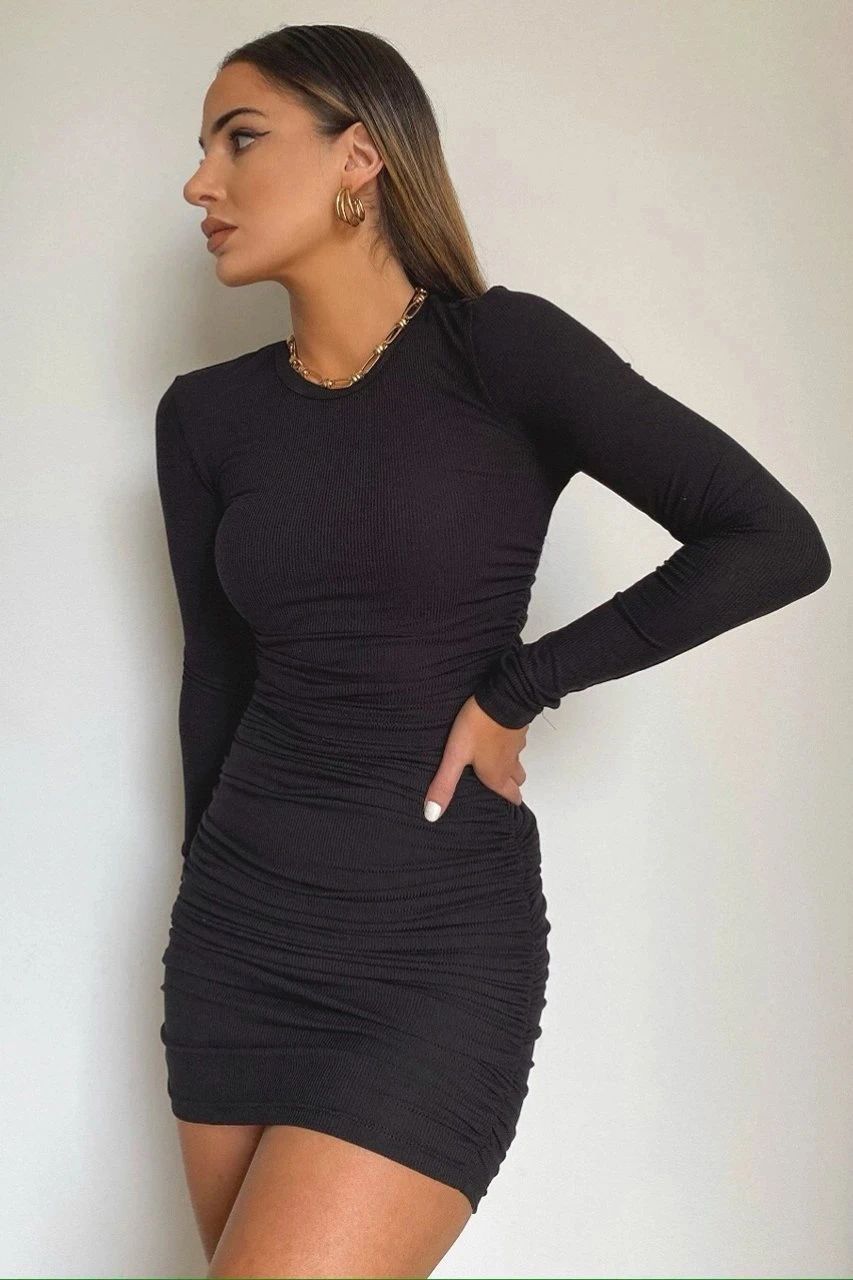 Sexy Round Neck Long Sleeves Bodycon Fall Dresses-Sexy Dresses-Free Shipping at meselling99