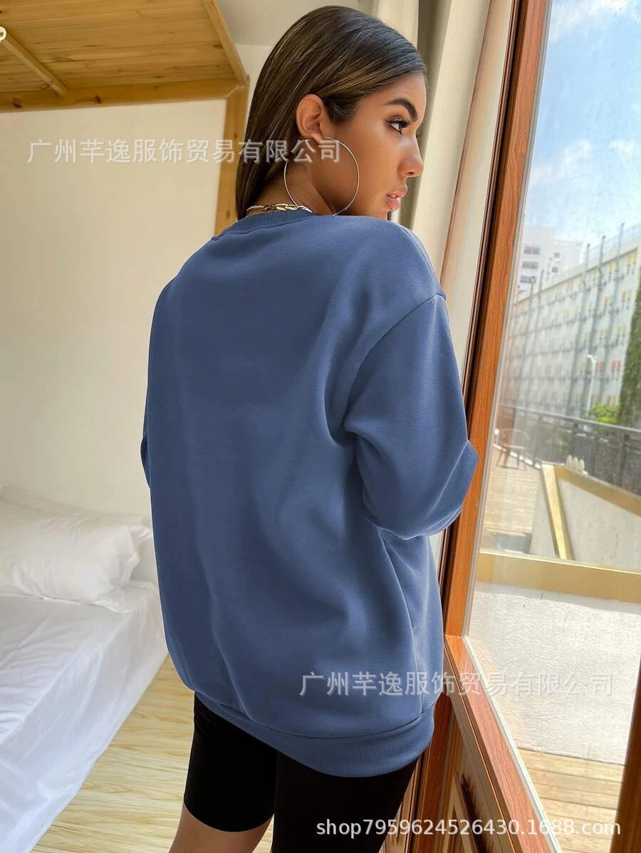 Leisure Women Letter Print Fall Hoodies-Shirts & Tops-Free Shipping at meselling99