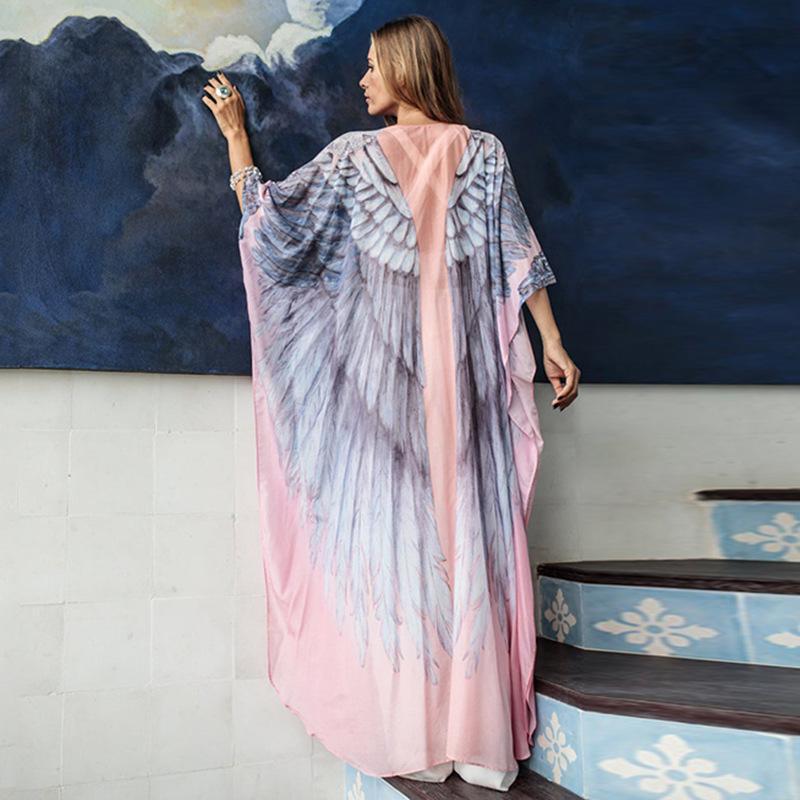 Wings Design Chiffon Summer Plus Sizes Beacwear Cover Ups-The same as picture-One Size-Free Shipping at meselling99