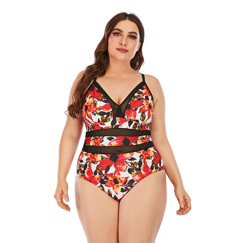 Women Floral Print Plus Sizes Conserved Swiming Suits--Free Shipping at meselling99