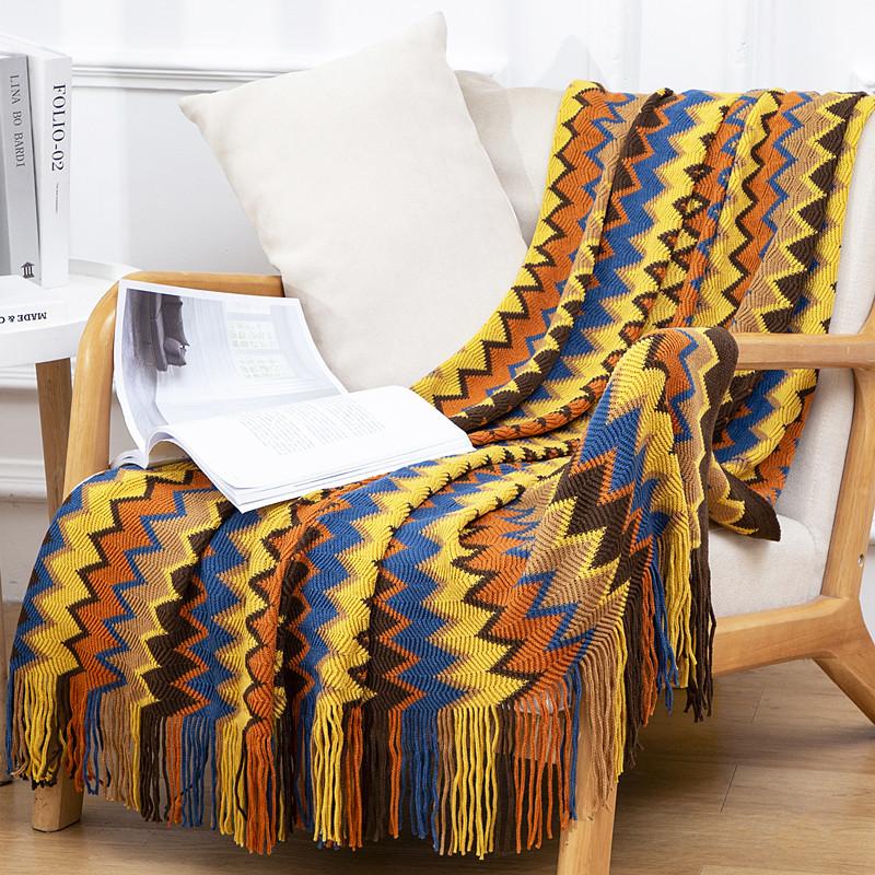 Knitting Bohemian Noon Break Tassel Blanket-Yellow-130*180CM-Free Shipping at meselling99