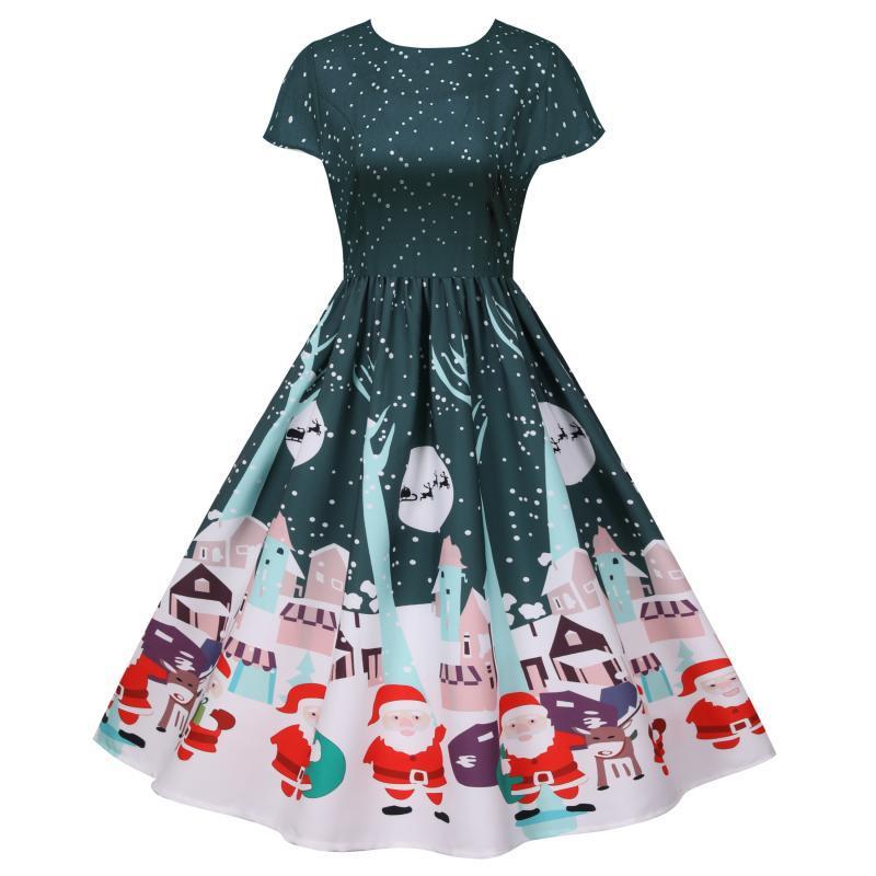 Vintage Short Sleeves Christmas Dresses-Dresses-Free Shipping at meselling99