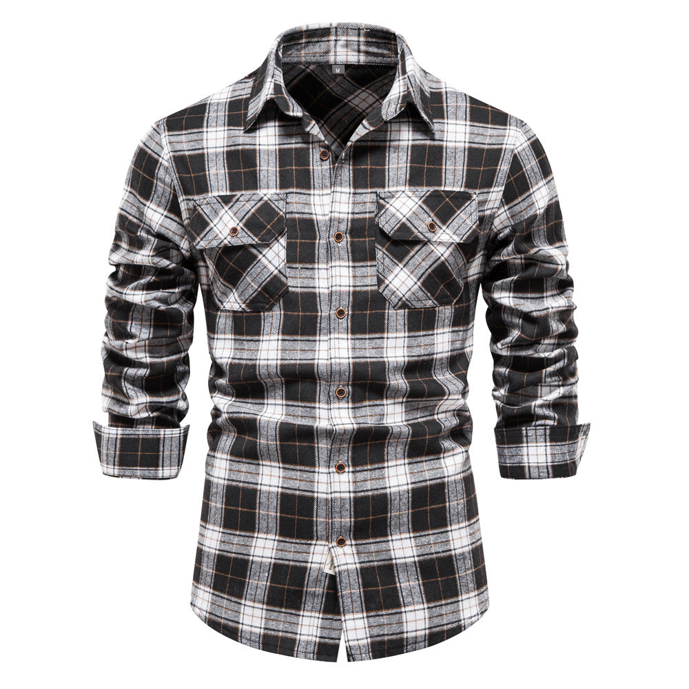 Fall Plaid Long Sleeves Shirts for Men-Shirts & Tops-E-S-Free Shipping at meselling99