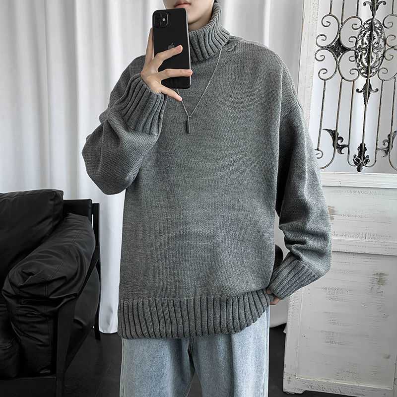 Winter Turtleneck Knitted Pullover Sweaters for Men-Sweater&Hoodies-Dark Gray-M 45-55kg-Free Shipping at meselling99