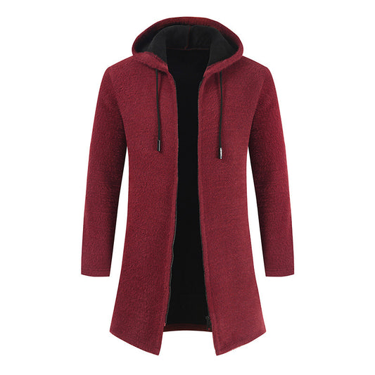Fall Men Knitting Hoody Cardigan Overcoat-Men Outerwear-Red-M-Free Shipping at meselling99