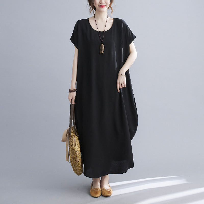 Summer Simple Design Long Cozy Dresses-Dresses-Black-One Size (45-75KG)-Free Shipping at meselling99