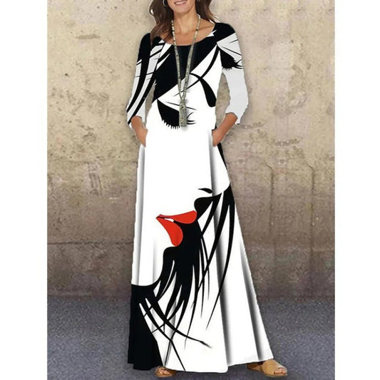 Elegant 3D Floral Print Summer Long Dresses-Dresses-Free Shipping at meselling99