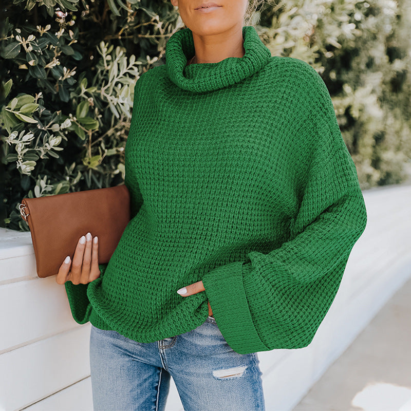 Women High Neck Knitting Fall Sweaters-Sweaters-Green-S-Free Shipping at meselling99