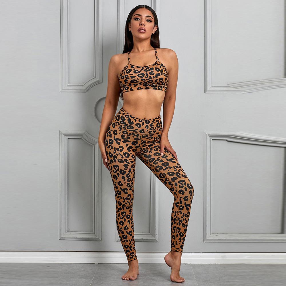 New Fashion High Waist Yoga Sports Suits-Leopard-S-Free Shipping at meselling99