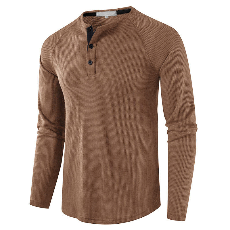 Fall Long Sleeves T Shirts for Men-Shirts & Tops-Khaki-S-Free Shipping at meselling99