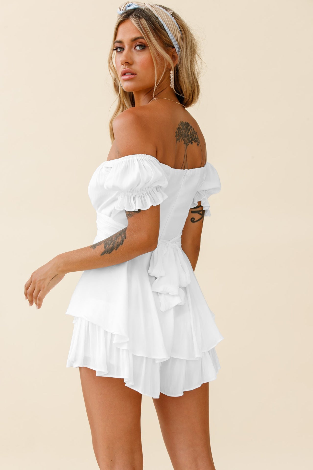 Sexy Off The Shoulder Bandage Short Jumpsuits-Dresses-Free Shipping at meselling99