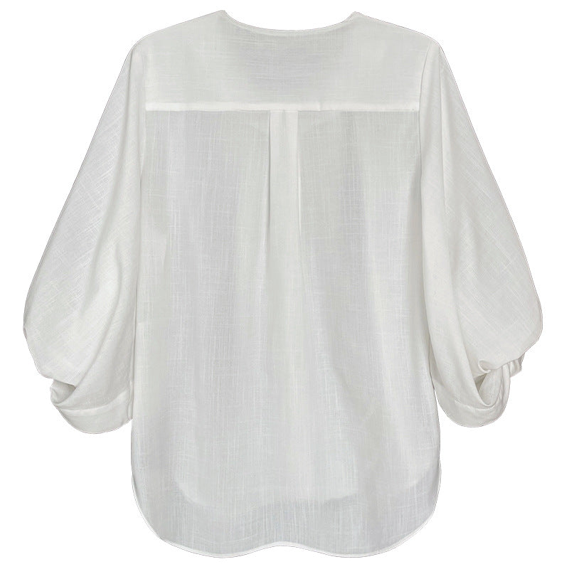 Elegant Linen Women Long Sleeves Blouses Shirts-Shirts & Tops-Free Shipping at meselling99