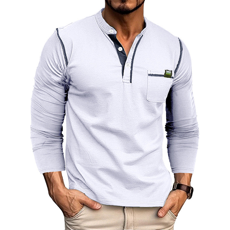 Casual Long Sleeves T Shirts for Men-Shirts & Tops-White-S-Free Shipping at meselling99