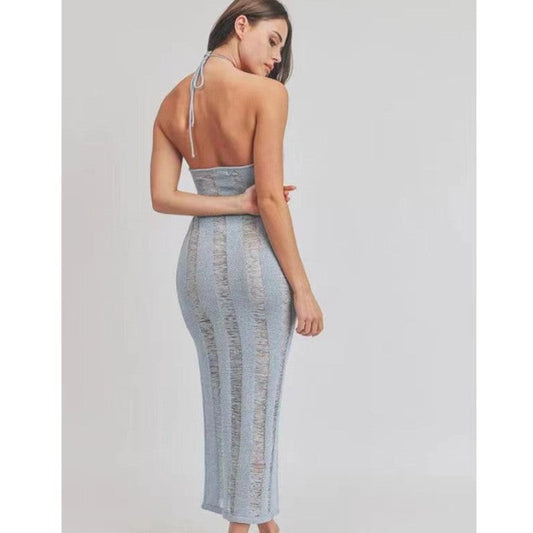 Sexy Backless See Through Knitted Dresses-Dresses-Free Shipping at meselling99