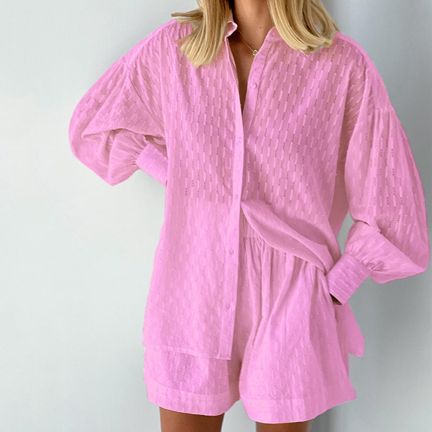 Designed Shirts & Shorts Two Pieces Suits for Women-Suits-Pink-S-Free Shipping at meselling99